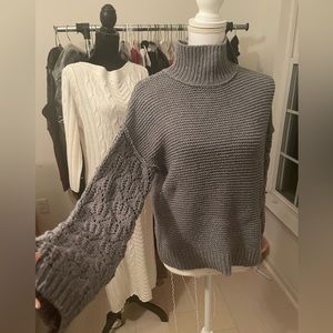 Mock Neck Cable Sweater